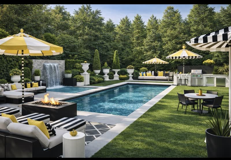 The same backyard rendered in another style